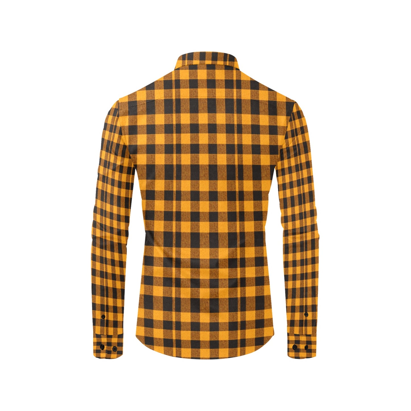 Goldenrod and Black Lumberjack Checkered Men's All Over Print Long Sleeve Shirt