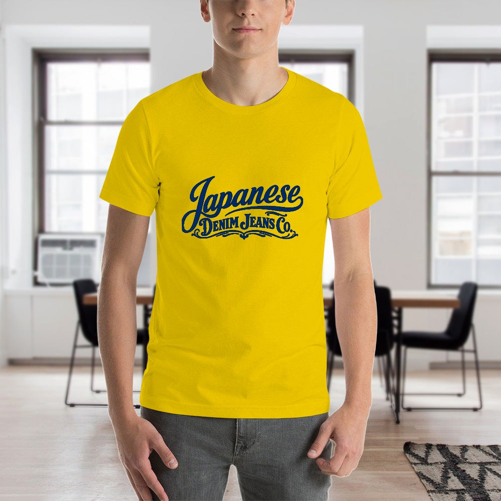Japanese Denim Jeans Co. Men's Short Sleeve Cotton T-Shirt - Yellow