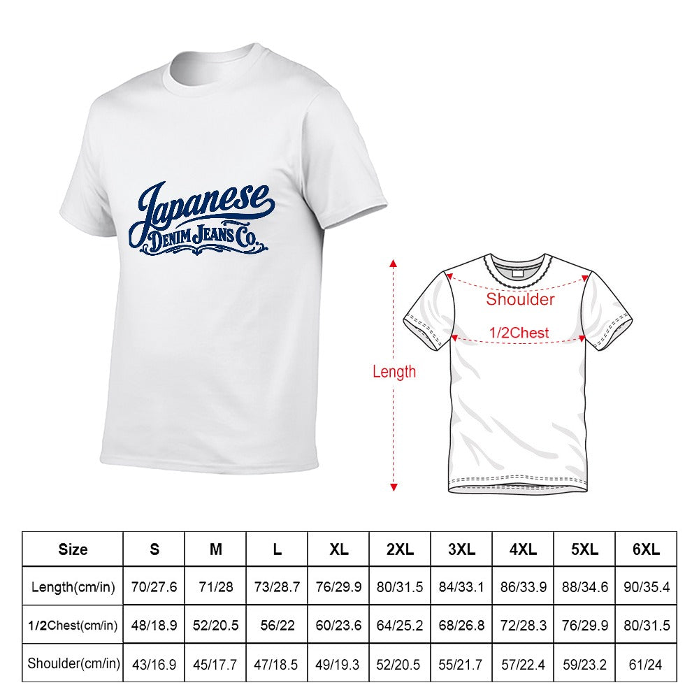 Japanese Denim Jeans Co. Men's 100% Cotton Short Sleeve T Shirt - White