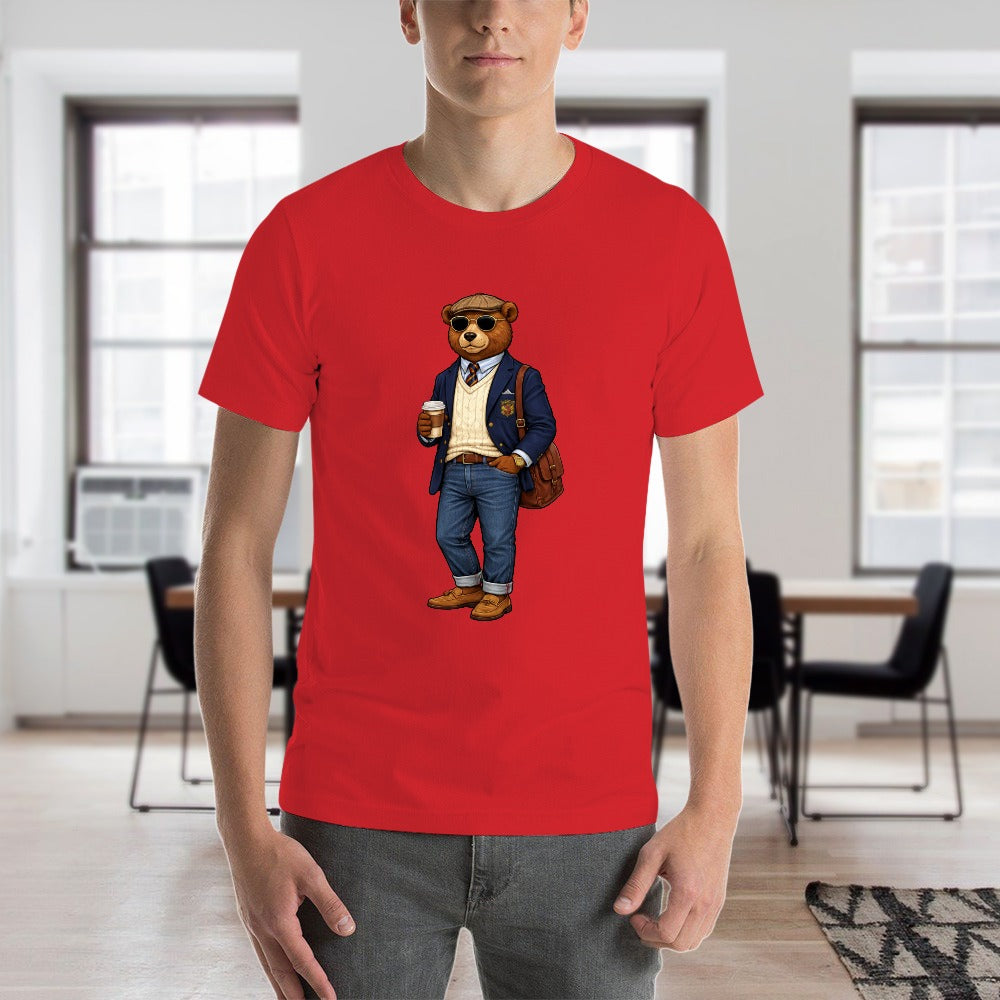 Men's Red Cotton T-Shirt - Oxford Bear