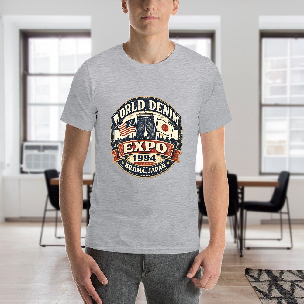 World Denim Expo 1994 Short Sleeve Cotton T Shirt Gray