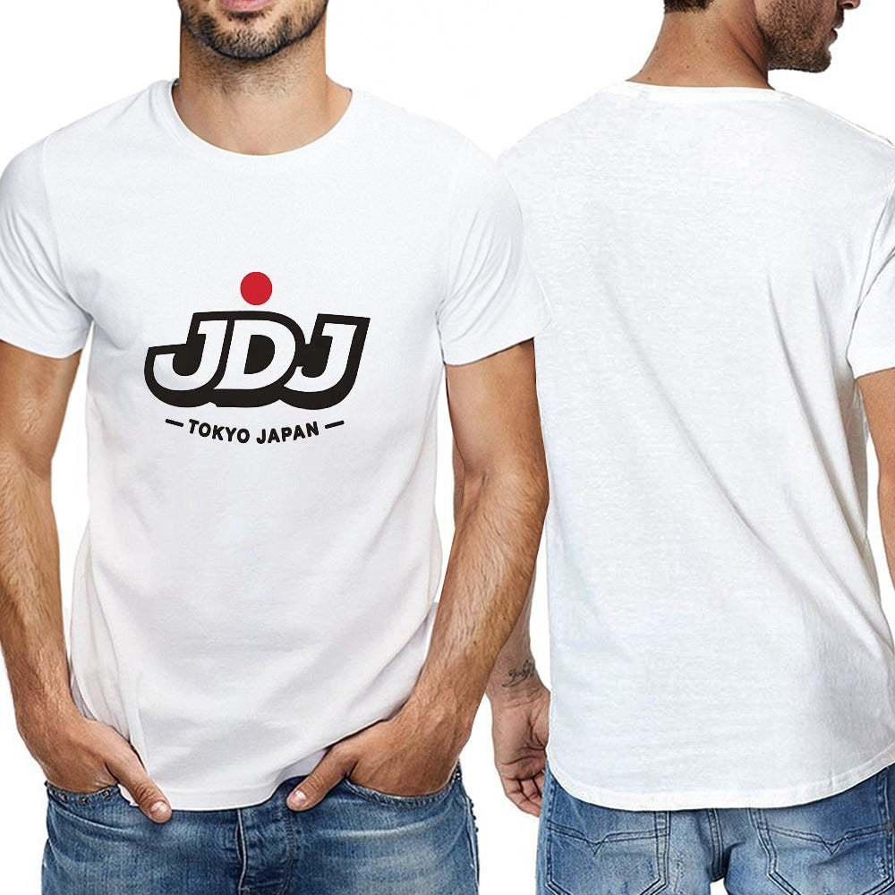 JDJ Logo Men's White Cotton Short Sleeve T Shirt