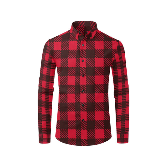 Red and Black Lumberjack Men's All Over Print Long Sleeve Shirt
