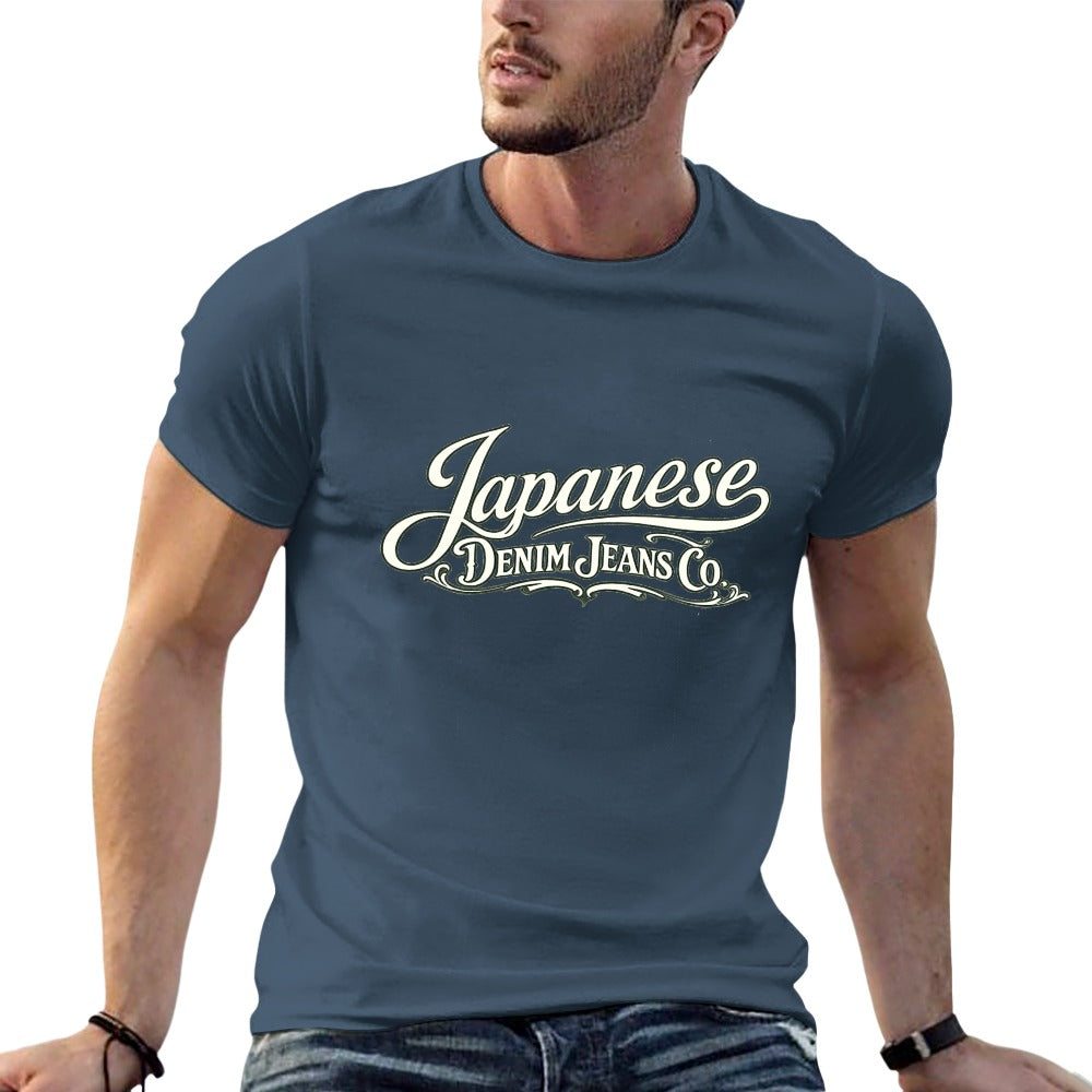 Japanese Denim Jeans Co. Men's Short Sleeve Cotton T-Shirt - Navy Blue