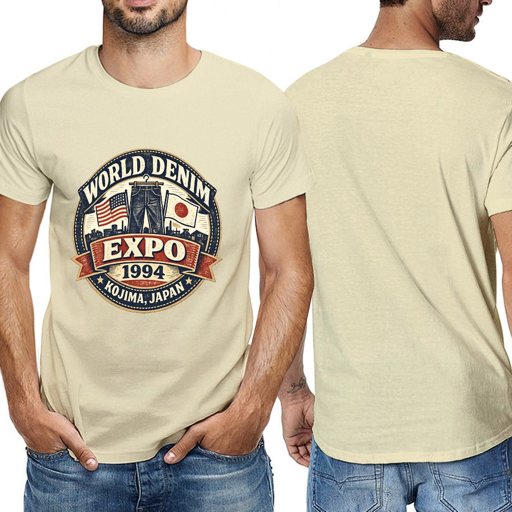 World Denim Expo 1994 Short Sleeve 100 Percent Cotton T Shirt - Beige