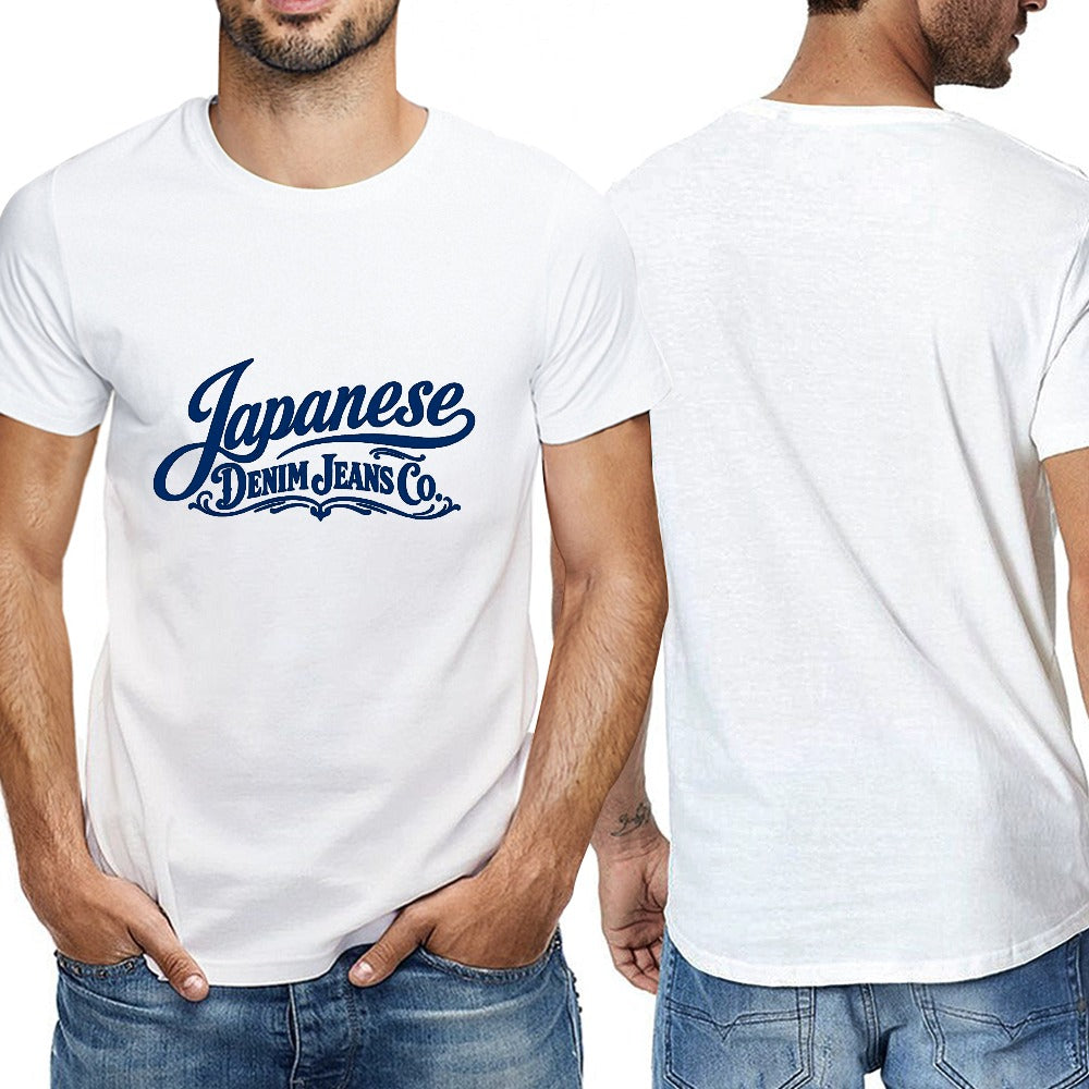 Japanese Denim Jeans Co. Men's 100% Cotton Short Sleeve T Shirt - White
