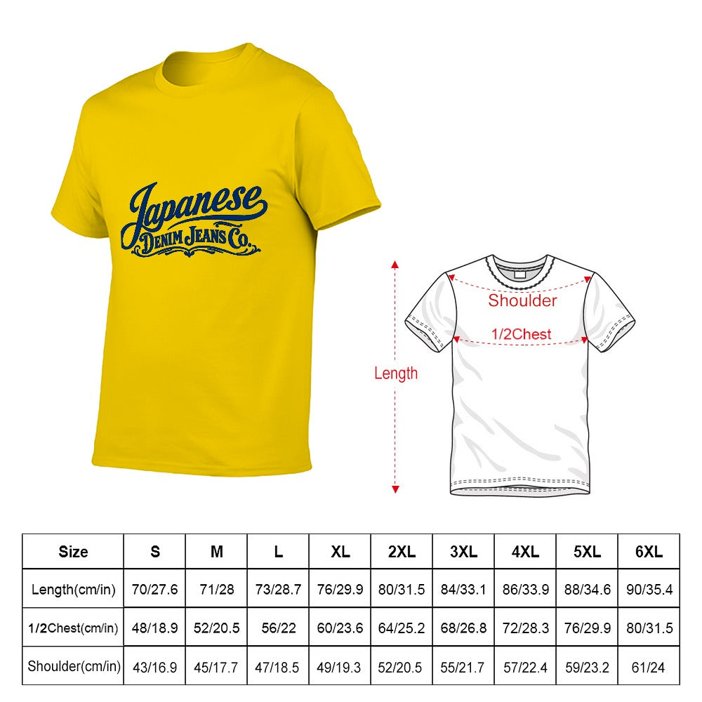 Japanese Denim Jeans Co. Men's Short Sleeve Cotton T-Shirt - Yellow