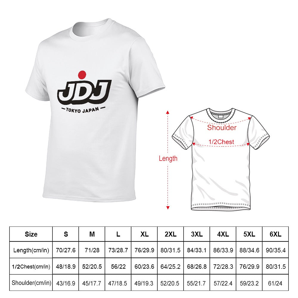 JDJ Logo Men's White Cotton Short Sleeve T Shirt