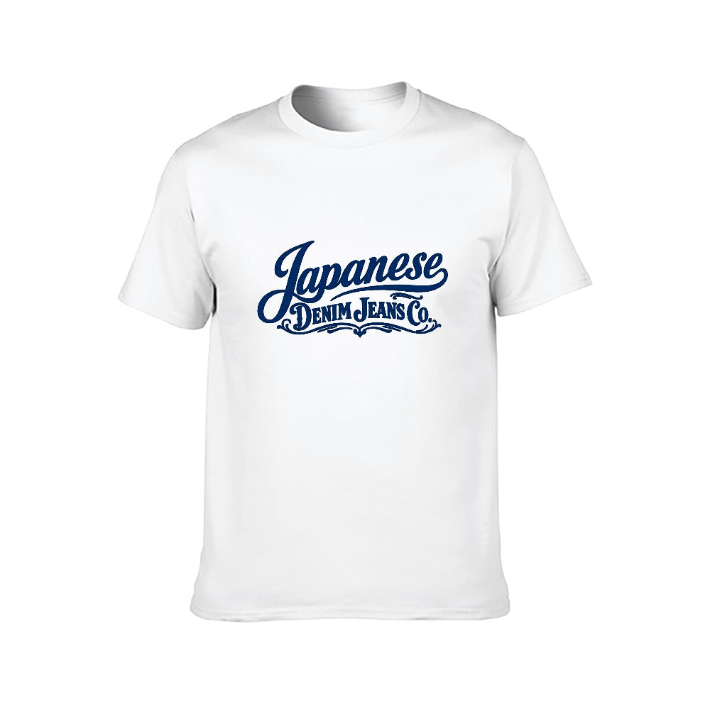 Japanese Denim Jeans Co. Men's 100% Cotton Short Sleeve T Shirt - White