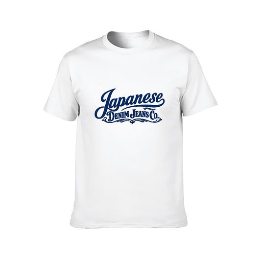 Japanese Denim Jeans Co. Men's 100% Cotton Short Sleeve T Shirt - White