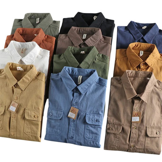 Pure Cotton American Retro Twill Cargo Shirt
