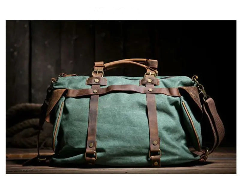 Retro Canvas Genuine Leather Messenger Bag